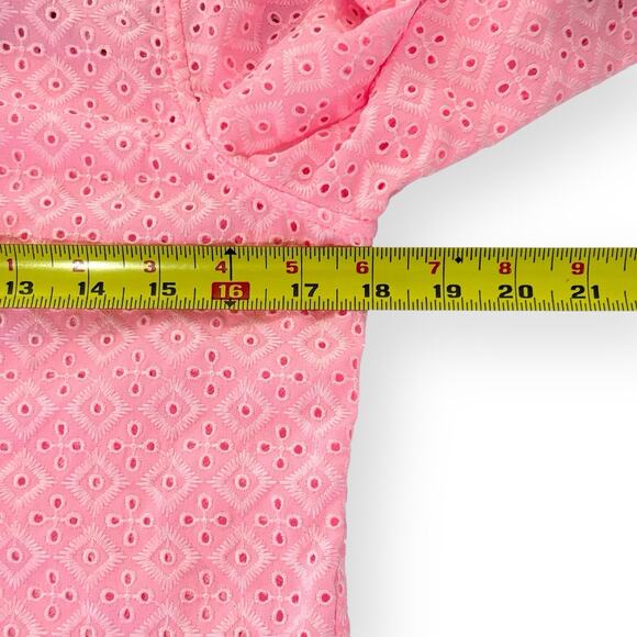 Lilly Pulitzer Sea Breeze Eyelet Button Down Top Pink Blossom Womens Size XS - Picture 11 of 12
